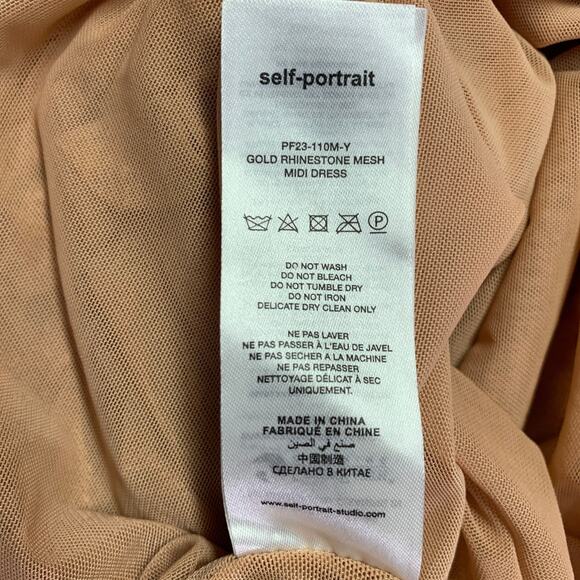 SELF-PORTRAIT Size 4 Beige Polyester Blend Rhinestones Long Cocktail Dress - Picture 7 of 8